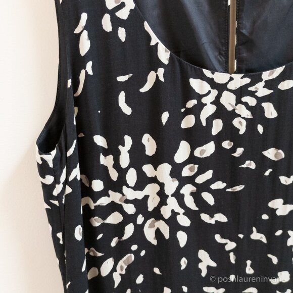 Jaeger Sleeveless Shift Dress – Black / White Floral Print – US 6 - Picture 14 of 16